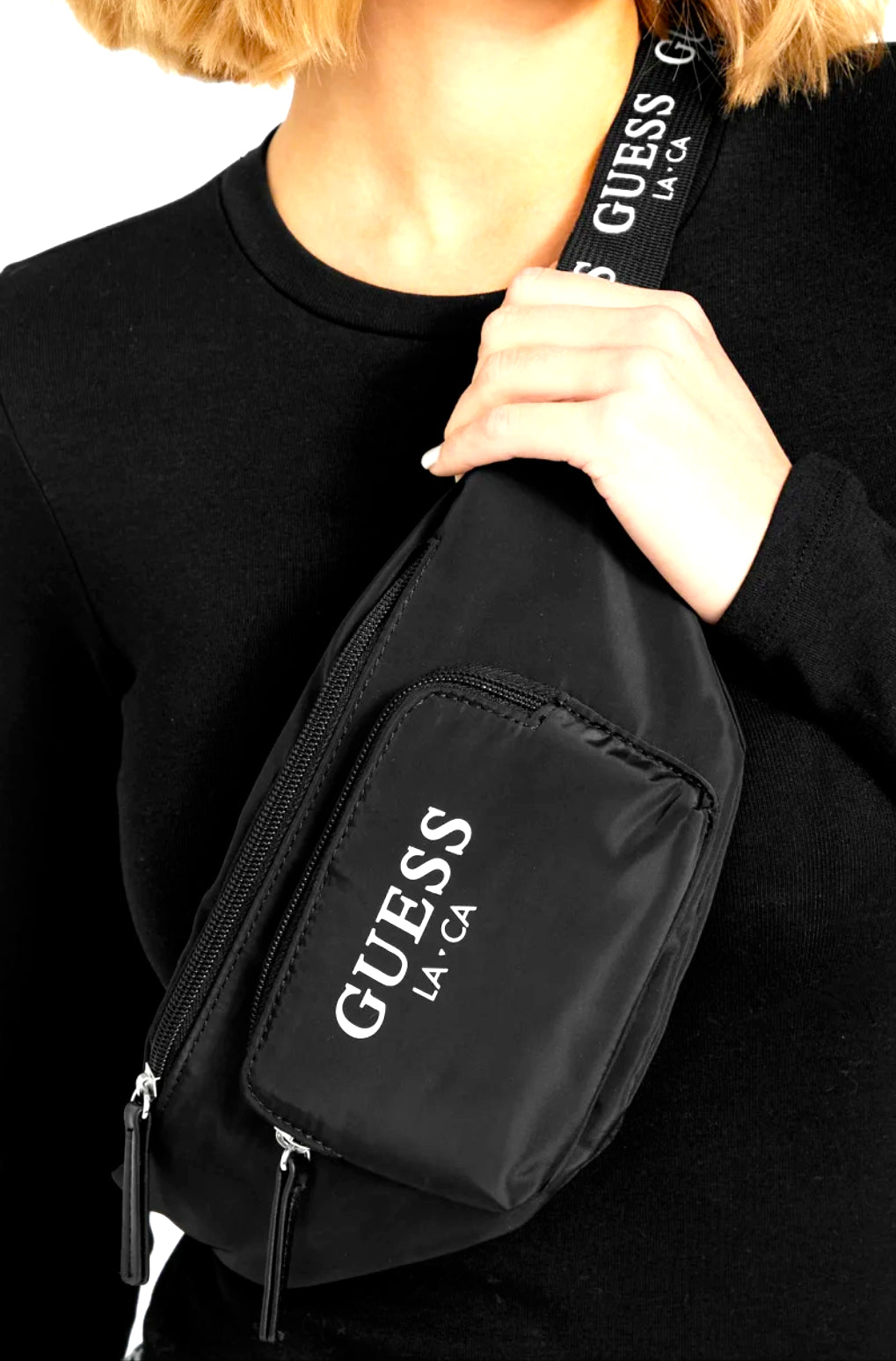 GUESS Logo Belt Bum Bag Waist Pack Crossbody Bag - Black • 100% Authentic • Brand New with Tags