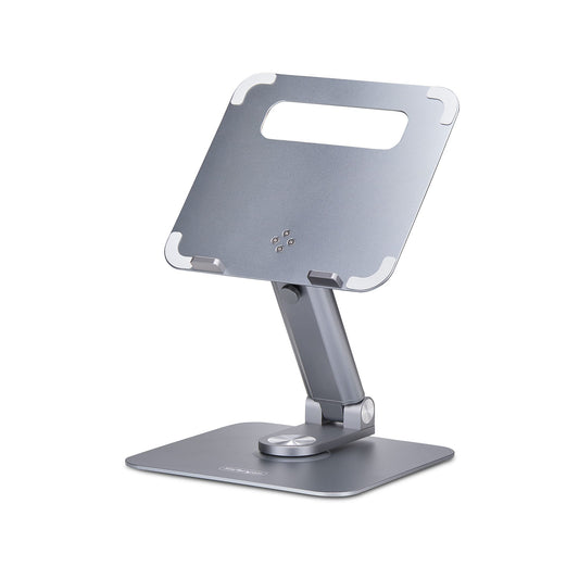 Star Tech Telescopic Laptop Stand, 360 Swivel Base, Rotating Computer Riser for Desk, Adjustable Height and Tilt, Max 11lb/5kg, Aluminum Build, Portable Design