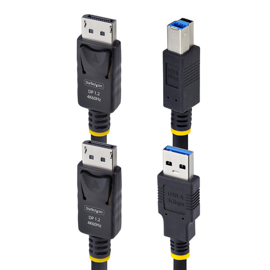 Star Tech 6ft (1.8m) DisplayPort and USB 5Gbps KVM Cable, 4K 60Hz, Universally Compatible DP 1.2/USB 3.0 Combo Cable for KVM Switches