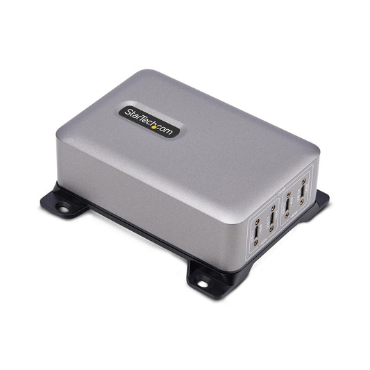 Star Tech 4-Port Multi-Device USB-C Charger, 240W Total, Single Port 140W EPR, PD 3.1, Screw Locking Ports, Boardrooms, Bracket incl. for Surface Mounting