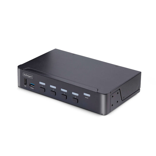 Star Tech 4-Port DisplayPort KVM Switch, 8K 60Hz / 4K 144Hz, Single Display, DP 1.4, 2x USB 3.0 Ports, 4x USB 2.0 HID Ports, Push-Button & Hotkey Switching, TAA Compliant - OS Independent, Metal Housing