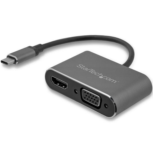 Star Tech USB-C to VGA and HDMI Adapter - 2-in-1 - 4K 30Hz - Space Grey