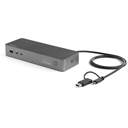 Star Tech Universal Laptop Docking Station, Hybrid USB-C & USB-A Dock, Dual 4K DP & HDMI, 100W PD, Mac / Windows / Chrome OS, 4x USB 5Gbps Hub, GbE