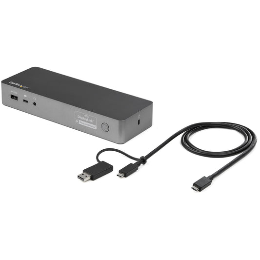 Star Tech Universal Laptop Docking Station, Hybrid USB-C & USB-A Dock, Dual 4K DP & HDMI, 60W PD, Mac / Windows / Chrome OS, 4x USB 5Gbps Hub, GbE