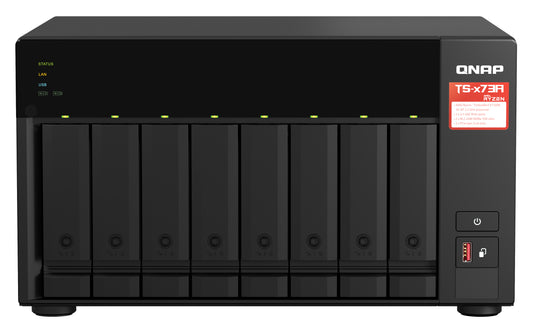 QNAP TS-873A-8G, 8-bay NAS, AMD Ryzen V1000 series V1500B 4C/8T 2.2GHz, 8GB DDR4 RAM ( max. 64GB), 8x SATA 6Gb/s bays, 3 Yr WTY