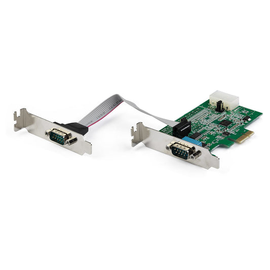 Star Tech 2-port PCI Express RS232 Serial Adapter Card - PCIe RS232 Serial Host Controller Card - PCIe to Serial DB9 - 16950 UART - Low Profile Expansion Card - Windows & Linux