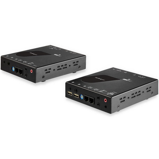 Star Tech HDMI KVM Extender over IP Network - 4K 30Hz HDMI 2.0 and USB over IP LAN or Cat5e/Cat6 Ethernet Cable (100m/330ft) - Remote KVM Switch/Console Transmitter/Receiver Extender Kit