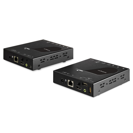Star Tech HDMI KVM Extender over IP Network - 4K 30Hz HDMI 2.0 and USB over IP LAN or Cat5e/Cat6 Ethernet Cable (100m/330ft) - Remote KVM Switch/Console Transmitter/Receiver Extender Kit