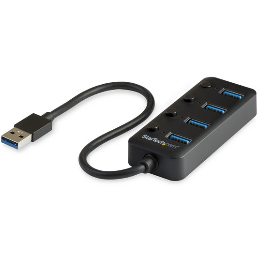 Star Tech 4 Port Bus Powered USB Hub with Individual On/Off Switches, USB 3.0 (5Gbps) Expansion Hub, Desktop/Laptop USB-A to USB-A Splitter
