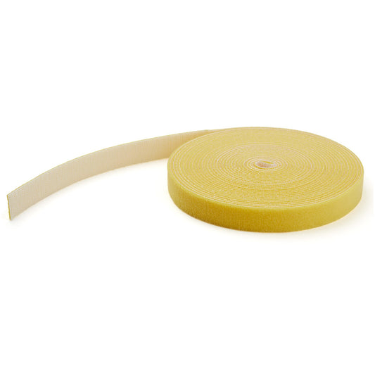 Star Tech 25ft Hook and Loop Roll - Cut-to-Size Reusable Cable Ties - Bulk Industrial Wire Fastener Tape /Adjustable Fabric Wraps Yellow / Resuable Self Gripping Cable Management Straps