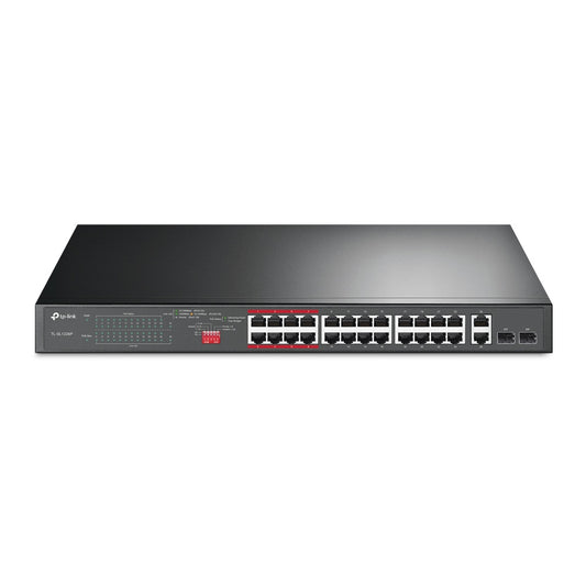TP-Link 24-Port 10/100Mbps PoE+ Switch, 24 10/100Mbps RJ45 Ports, 2 Gigabit RJ45 Ports, 2 Combo SFP Slots, 3-Year WTY
