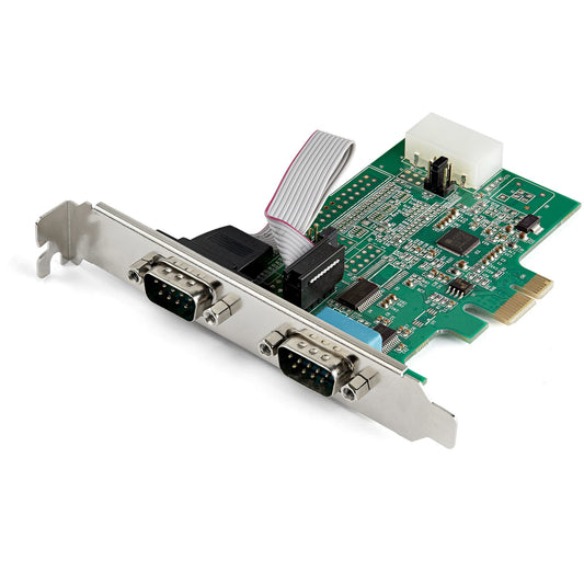 Star Tech 2-port PCI Express RS232 Serial Adapter Card - PCIe RS232 Serial Host Controller Card - PCIe to Dual Serial DB9 Card - 16950 UART - Expansion Card - Windows & Linux