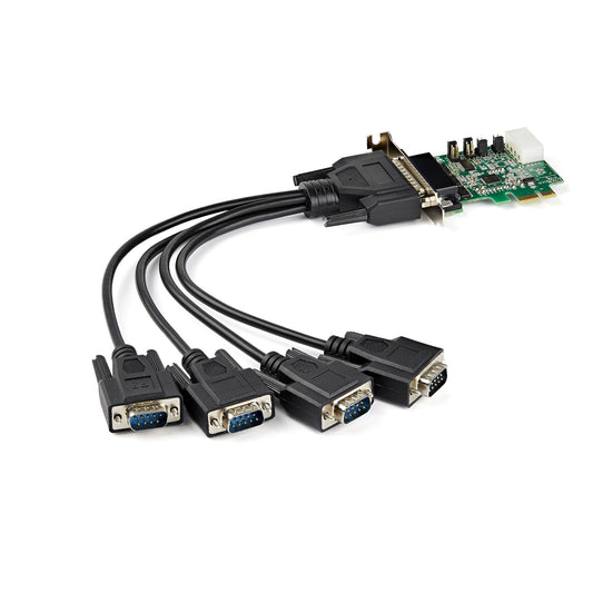 Star Tech 4-port PCI Express RS232 Serial Adapter Card - PCIe RS232 Serial Host Controller Card - PCIe to Serial DB9 - 16950 UART - Low Profile Expansion Card - Windows/Linux - TAA