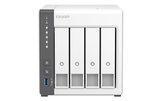 QNAP TS-433-4G, 4-bay ARM 4C 2.0GHz ; 4 x SATA 6Gb/s 3.5"/2.5"; 4GB RAM on-board; 1 x GbE; 1 x 2.5GbE ; 1 x USB3.2 Gen1 and 2 x USB2.0, 2 Years WTY