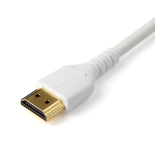 Star Tech 3ft (1m) Slim HDMI 2.0 Cable, Flexible Premium Certified HDMI Cord with Ethernet, UHD 4K 60Hz HDR10, Durable Aramid Fiber Design with TPE Jacket, White
