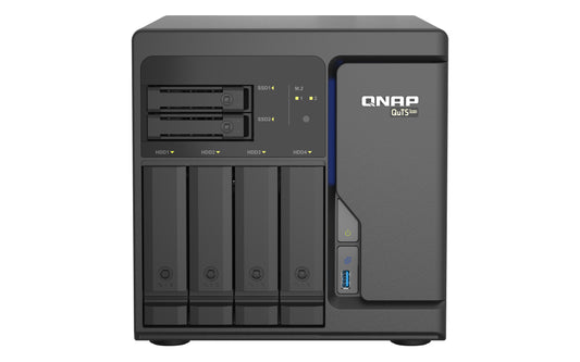 QNAP TS-h686-D1602-8G 6 Bay Tower NAS Intel® Xeon® D-1602 2 cores/4 threads 2.5 GHz processor(Turbo Boost up to 3.2 GHz), 8GB DDR4 (2 x 4 GB),4 x 2.5GbE ports