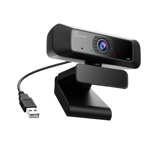 j5create JVCU100 USBTM HD Webcam with 360° Rotation, 1080p Video Capture Resolution, Black