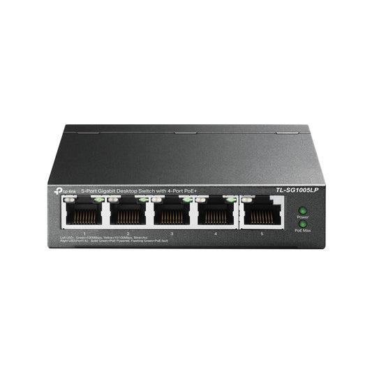 TP-Link5-Port Gigabit Desktop Switch with 4-Port PoE+
PORT: 4× Gigabit PoE+ Ports, 1× Gigabit Non-PoE Port
SPEC: 802.3af/at, 40 W PoE Power, Desktop Steel Cas