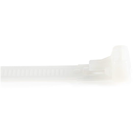 Star Tech 10"(25cm) Reusable Cable Ties - 1/4"(7mm) wide, 2-1/2"(65mm) Bundle Dia. 50lb(22kg) Tensile Strength, Releasable Nylon Ties, Indoor/Outdoor, 94V-2/UL Listed, 100 Pack - White