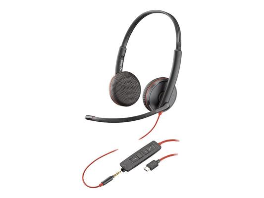 HP POLY BLACKWIRE 3325 UC , STEREO , CORDED HEADSET 3.5MM & USB-C