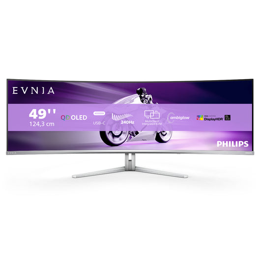 Philips Evnia 8000 49M2C8900/75 computer monitor 124.2 cm (48.9") 5120 x 1440 pixels Dual QHD QD-OLED White