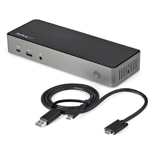 Star Tech USB-C & USB-A Dock - Hybrid Universal Triple Monitor Laptop Docking Station w/ DisplayPort & HDMI 4K 60Hz - 85W Power Delivery, 6x USB Hub, GbE, Audio - USB 3.1 Gen 2 10Gbps