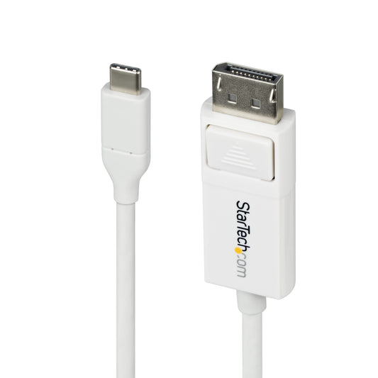 Star Tech 6ft (2m) USB-C to DisplayPort 1.2 Cable, Bidirectional, 4K 60Hz, White Video Adapter Cord for Apple MacBook Pro / Air M1 M2 M3 M4, Mac Mini / Studio, Thunderbolt Compatible