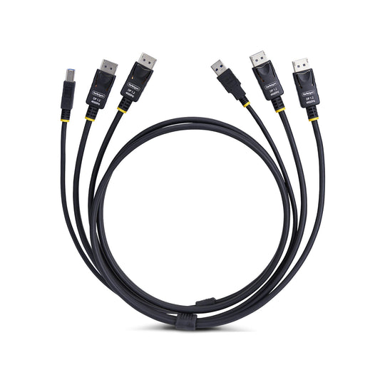 Star Tech 6ft (1.8m) Dual-DisplayPort and USB 5Gbps KVM Cable, 4K 60Hz, Universally Compatible DP 1.2/USB 3.0 Combo Cable for Dual-Monitor KVM Switches