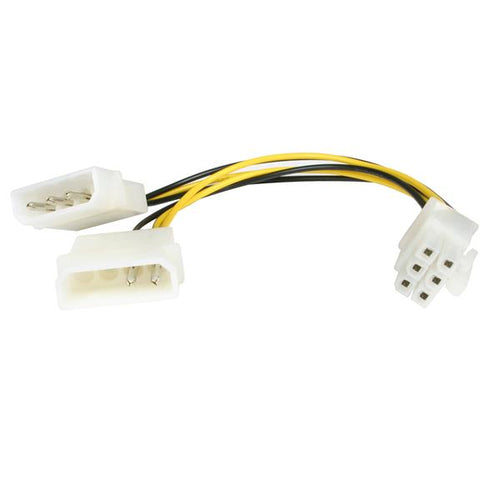 Star Tech 6in LP4 to 6 Pin PCI Express Video Card Power Cable Adapter