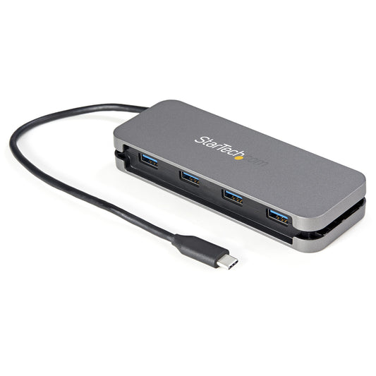 Star Tech ~4 Port USB C Hub - 4x USB-A - USB 3.0 Type-C Hub - USB 3.2 Gen 1 (5Gbps) - Bus Powered Portable USB-C to USB-A Adapter Laptop Hub - 11.2" (28.5cm) Cable w/ Cable Management