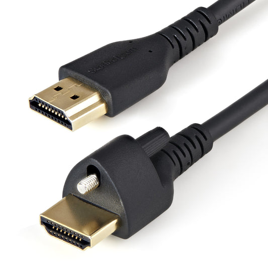 Star Tech 3ft (1m) HDMI Cable with Locking Screw - 4K 60Hz HDR - High Speed HDMI 2.0 Monitor Cable with Locking Screw Connector for Secure Connection - HDMI Cable with Ethernet - M/M
