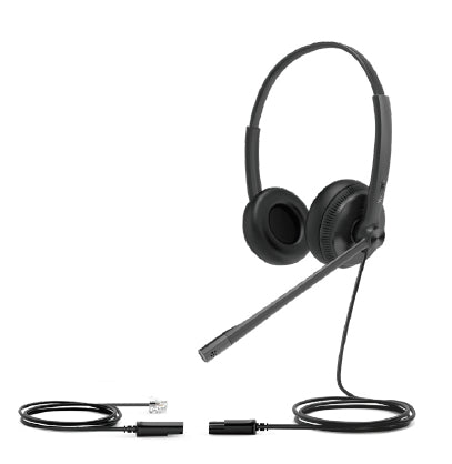 Yealink (YHS34 Dual) Wideband Headset for Yealink IP Phone, Dual, QD Cord, RJ9 Headset Jack & Leather Ear Cushions