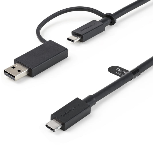 Star Tech 3ft (1m) USB-C Cable with USB-A Adapter Dongle - Hybrid 2-in-1 USB C Cable w/ USB-A - USB-C to USB-C (10Gbps/100W PD), USB-A to USB-C (5Gbps) - Ideal for Hybrid Docking Station