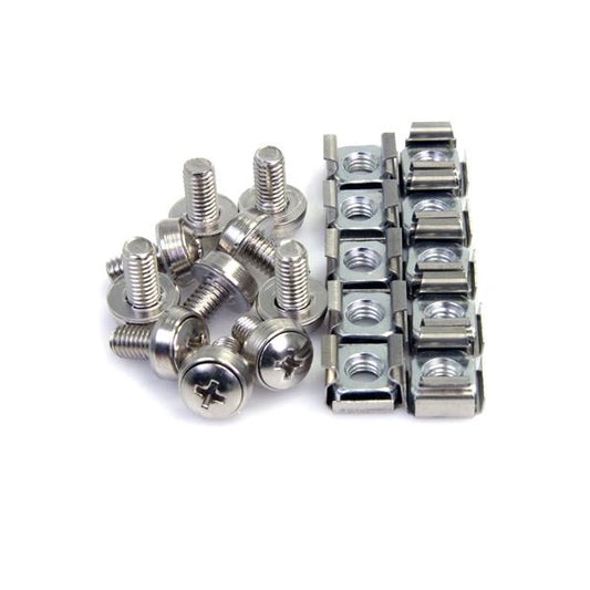 Star Tech 100 Pkg M6 Mounting Screws and Cage Nuts for Server Rack Cabinet