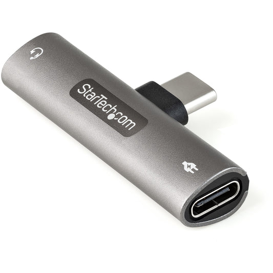 Star Tech USB C Audio & Charge Adapter - USB-C Audio Adapter w/ 3.5mm TRRS Headphone/Headset Jack and 60W USB Type-C Power Delivery Pass-through Charger - For USB-C Phone/Tablet/Laptop