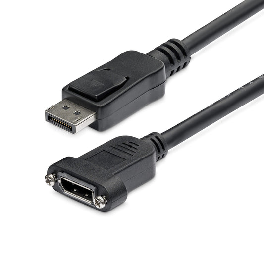 Star Tech 3ft (1m) Panel Mount DisplayPort Cable - 4K x 2K - DisplayPort 1.2 Extension Cable Male to Female - DP Video Extender Cord with Panel Mount DP Connector - DP Monitor Cable