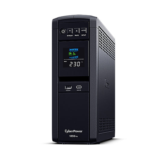 CyberPower Systems PFC Sinewave Series 1350VA/810W Tower UPS - 2* 12V/7AH - 6x AU & 1x USB-A + 1x USB-C Charging Ports - 2 Yrs Adv. Repl. WTY-(CP1350EPFCLCD)