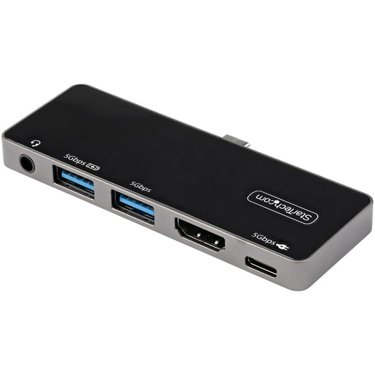Star Tech USB C Multiport Adapter - USB-C to 4K 60Hz HDMI 2.0, 100W Power Delivery Pass-Through Charging, 3-Port USB 3.0 Hub, Audio - USB-C Mini Dock - Portable USB Type-C Travel Dock