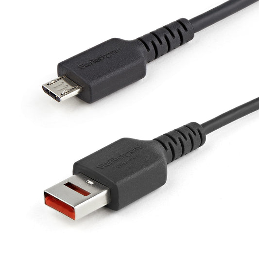 StarTech 3ft (1m) Secure Charging Cable – USB-A to Micro USB Data Blocker Charge-Only Cable – Power-Only Charger Cable for Phone/Tablet – Data Blocking USB Protector Adapter Cable