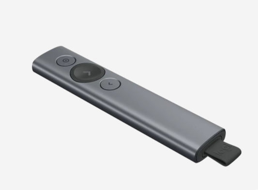 LOGITECH SPOTLIGHT WIRELESS PRESENTATION REMOTE,2.4GHZ USB RECEIVER,BT,SLATE,30M RANGE-1YR