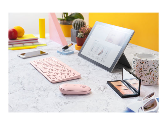 LOGITECH M350 PEBBLE WIRELESS MOUSE,2.4GHZ NANO RECEIVER,BT,ROSE,1YR WTY