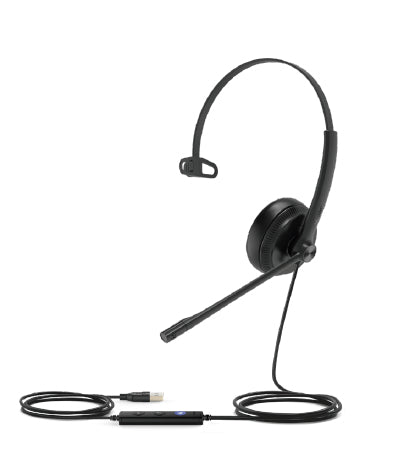 Yealink (UH34 Mono UC) Unified Communications USB Wired Headset, Mono, USB-A, Noise-Cancelling Mic & Leather Ear Cushion