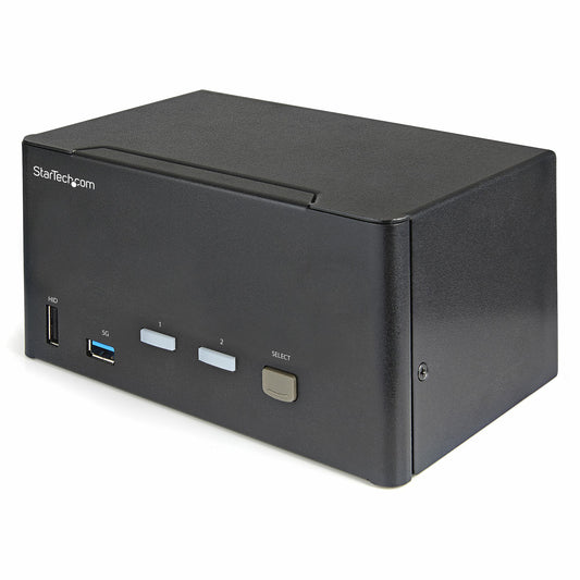 Star Tech 2 Port Triple Monitor DisplayPort KVM Switch - 4K 60Hz UHD HDR - Desktop DP 1.2 KVM with 2 Port USB 3.0 Hub (5Gbps) & 4x USB 2.0 HID Ports, Audio - Hotkey Switching - TAA