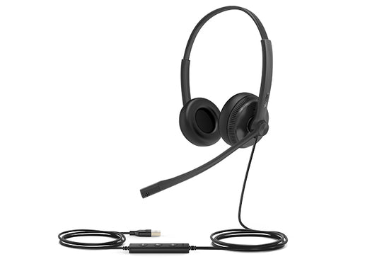 Yealink (UH34 Dual UC) Unified Communications USB Wired Headset, Dual, USB-A, Noise-Cancelling Mic & Leather Ear Cushion