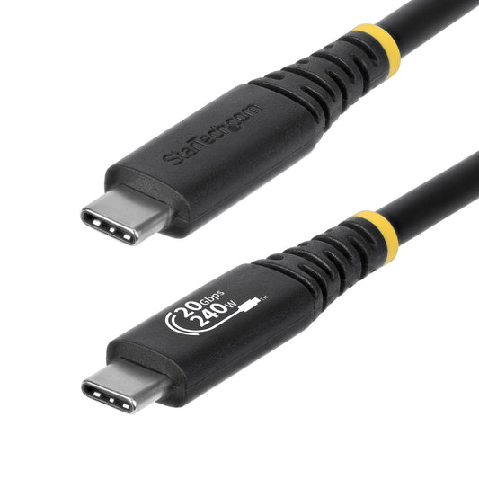 Star Tech 2m (6ft) USB4 Cable, 20Gbps, USB-IF Certified USB-C Cable, 240W PD EPR, 4K 120Hz DP 1.4, TPE Jacket, Black USB-C Cord