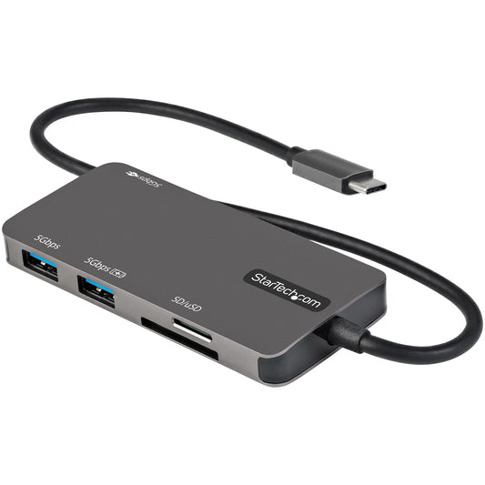Star Tech USB C Multiport Adapter - USB-C to 4K HDMI, 100W Power Delivery Pass-through, SD/MicroSD Slot, 3-Port USB 3.0 Hub - USB Type-C Mini Dock - 12" (30cm) Long Attached Cable