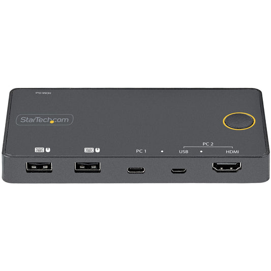 Star Tech 2 Port Hybrid USB-A + HDMI & USB-C KVM Switch - Single 4K 60Hz HDMI 2.0 Monitor - Compact Desktop and/or Laptop HDMI KVM Switch - USB Bus Powered - Thunderbolt 3 Compatible