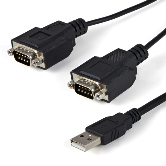 Star Tech 6ft (1.8m) 2-Port FTDI USB to Serial RS232 Adapter Cable with COM Retention, USB to RS232 Adapter - TAA