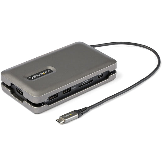 Star Tech USB C Multiport Adapter - USB C to 4K 60Hz HDMI 2.0 - 2-Port 10Gbps USB Hub - 100W Power Delivery Pass-through - GbE - SD/MicroSD - USB Type-C Mini Dock - 10" Cable