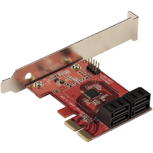 Star Tech SATA PCIe Card - 4 Port PCIe SATA Expansion Card - 6Gbps - Low Profile Bracket - Stacked SATA Connectors - ASM1164 Non-Raid - PCI Express to SATA Converter